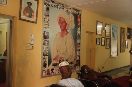 Large portrait art work of mam H.I.D Awolowo, the wife of the late sage.